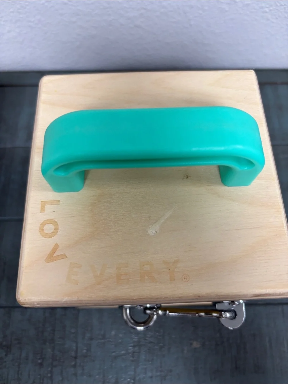 Lovevery Wooden Learning Lockbox Toy with Teal Handle - Fine Motor Practice